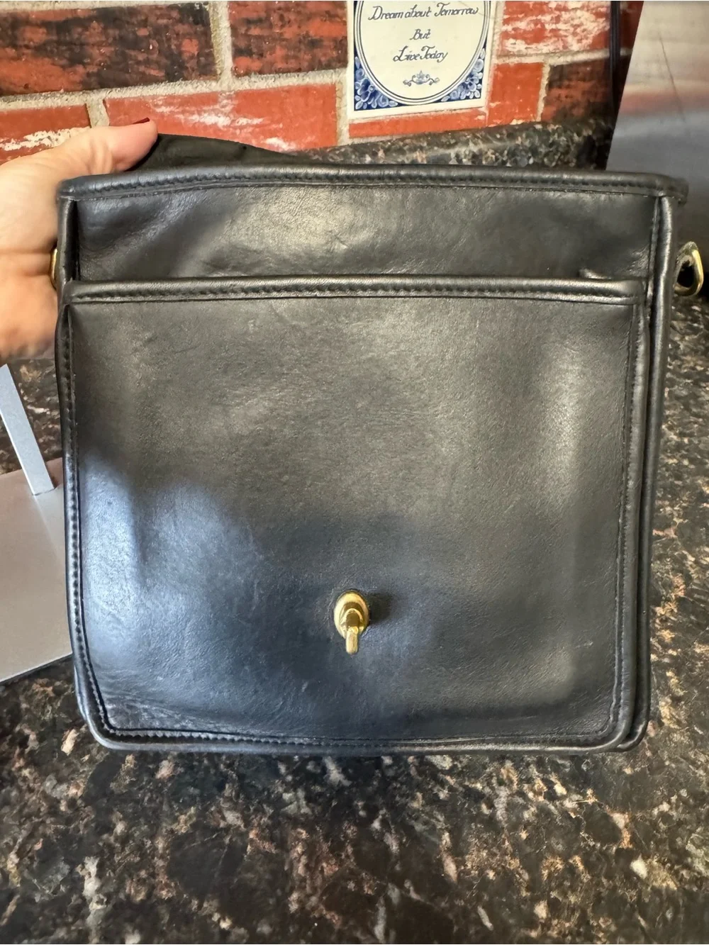 Vintage Coach Station Bag Black Leather Rare Creed Anomaly USA